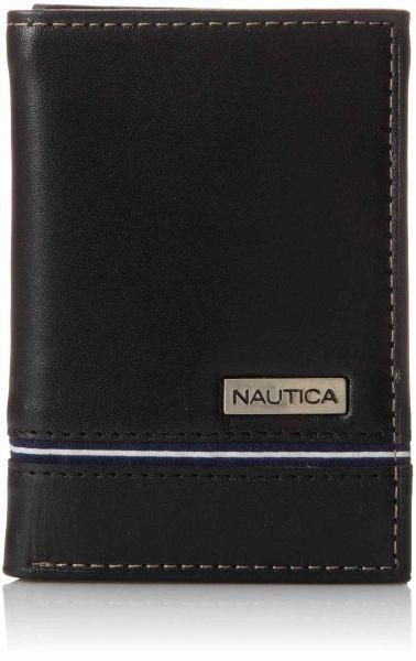 محفظة ثلاثية الطى حجم واحد للرجال من نوتيكا، أسود