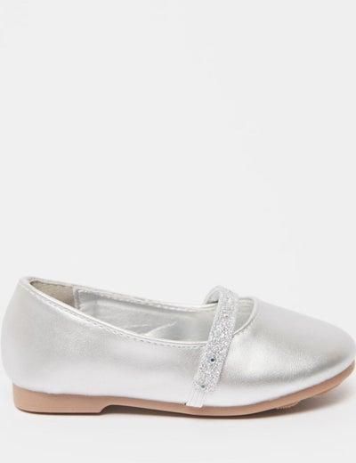 Solid Round Toe Ballerina with Embellished Strap Detail