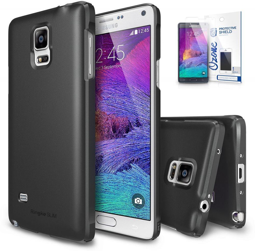 Ringke Slim Premium Dual Coated Hard Case Cover & Ozone Screen Guard for  Samsung Galaxy Note 4