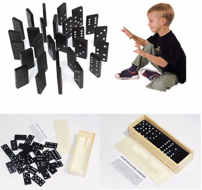 Generic Kids Children's Wooden Boxed Domino Game Play Set Traditional Classic Toy Gifts