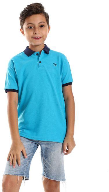 Polo Neck Short Sleeves T-Shirt - Turquoise