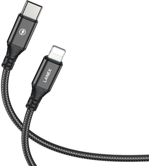 LANEX LS30CL PD20W TYPE-C TO LIGHTNING BRAID DATA CABLE 1M - BLACK