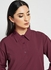 Collared Neckline Button Up Long Sleeves Modest Top Maroon