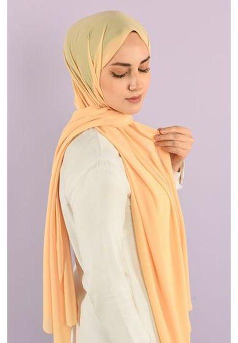 From Fatah Long Scarf Crepe Solid For Women (Yellow Color)