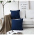 4 Pieces Linen Decorative Cushion Set Solid Design Jute Dark Blue 45x45centimeter