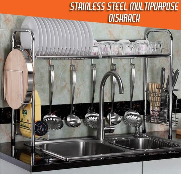Sweethomeplanet Stainless Steel Multi Purpose Dish Rack (Silver)