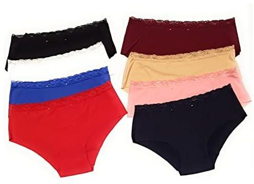LASASSY Pack of 3 PCs Women’s Panties Pack Solid Colour Seamless Panty Ladies Lingerie Breathable Hipster Panties Brief Spandex Panty Soft Stretchable Women Underwear Free Size (Multicolour)