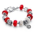Silver Red Bead Animal Best Friend Charm Bracelet with Safety Chain
