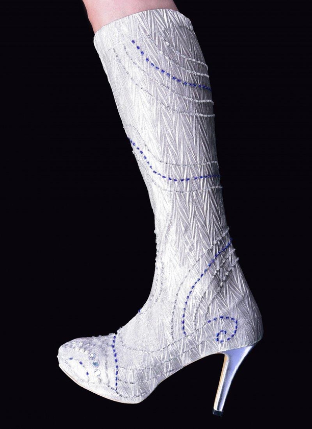 Ayka-2 Knee-length Sock-boots-4 - 6 Sizes (Silver)