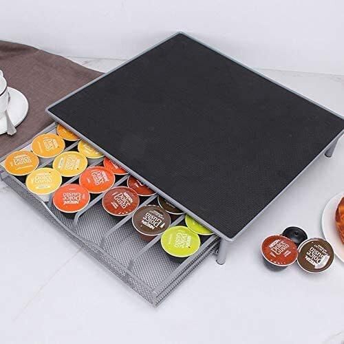 Coffee Pod Drawer for Nespresso，36 Pod Pack Holder, Pod Storage Drawer Organizer and Coffee Machine Stand