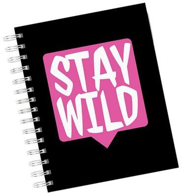 دفتر ملحوظات مقاس A4 عليه عبارة Stay Wild أسود/ وردي/ أبيض