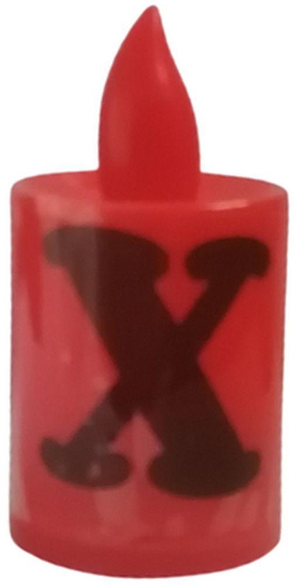 LED Flameless Candles Light With Letter X Red - 1Pc Approx 3.5Cm * 7Cm