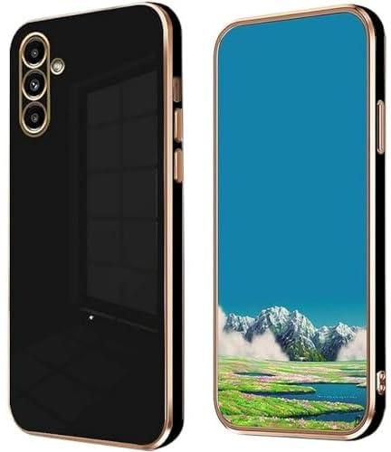 Compatible with Samsung Galaxy A34 Case Silicone Pink, Plating Phone Samsung A34 Case Shockproof Thin and Soft Cover (Black)