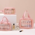 3,Pieces Large Clear Travel Toiletries Bags, Waterproof Clear Plastic Cosmetic Makeup Bags, Transparent Packing Organizer Storage Bags (pink)