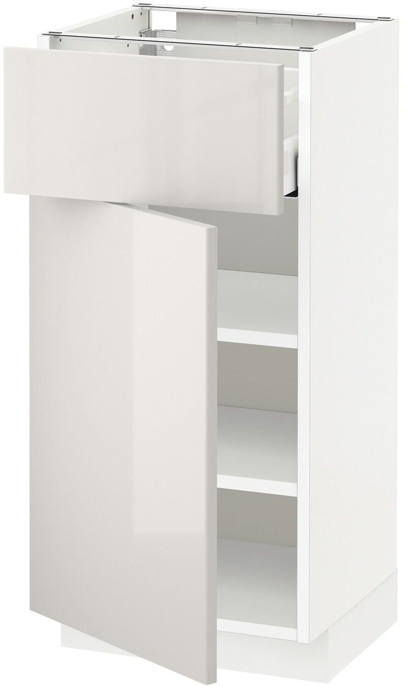 METOD / MAXIMERA Base cabinet with drawer/door - white/Ringhult light grey 40x37 cm
