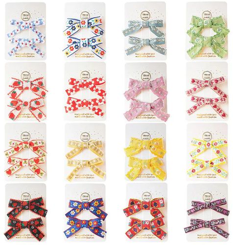 4 PCS Children's Embroidery Bow Hairpin Cute Multi-color Simple All-inclusive Duckbill Side Clip