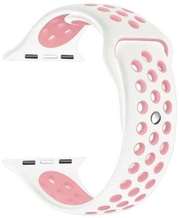 Silicone Replacement Band For Apple Watch Series 6/SE/5/4 40mm And 3/2/1 38mm White/Pink