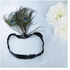 Magideal Bride Sequins Headband Peacock Feather Headwear Photography Black