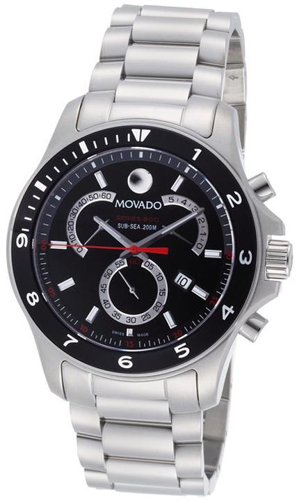 Movado Men's 800 Stainless Steel Black Dial Bracelet Chronograph