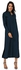 Fashion Auxo Women Solid Loose Button V Neck Long Sleeve Casual Split Shirt Blouse Kaftans Maxi Dress Navy Blue