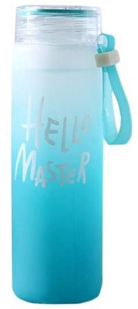 زجاجة مياه بطبعة عبارة Hello Master" لون أزرق 19x5.5سنتيمتر