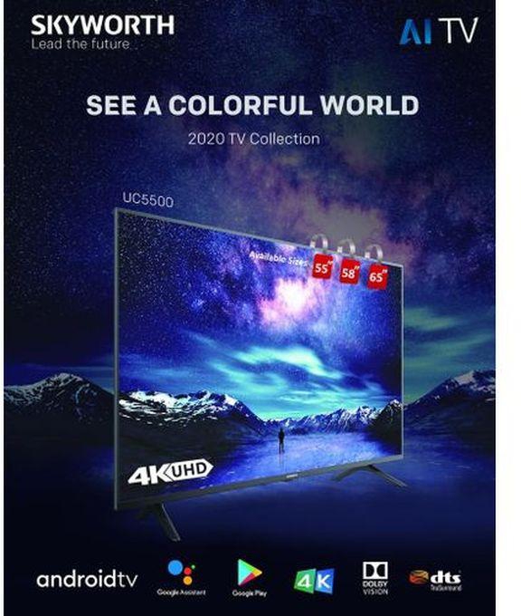 Skyworth 55” FRAMELESS 4K ULTRA HD ANDROID TV, ANDROID 10, 55UB7500