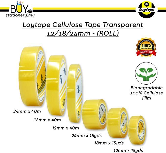 Loytape Cellulose Tape Transparent 12/18/24mm - (ROLL)