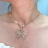 Fashion Tennis Chain Butterfly Pendant Women's Necklace Gold Tone
