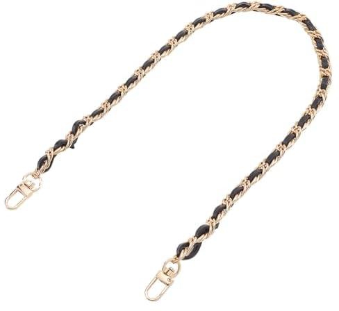 WADORN Braided PU Leather Purse Chain, 23.6 Inch Leather Bag Strap Replacement Woven Thin Leather Handbag Handle with Swivel Buckles Shoulder Chain Accessories for Clutch Purse Wallet, Gold