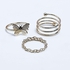 fluffy women accessories Butterfly Earing-Set Of Rings 3 Pcs Fluffy Women's Accessories-Gold