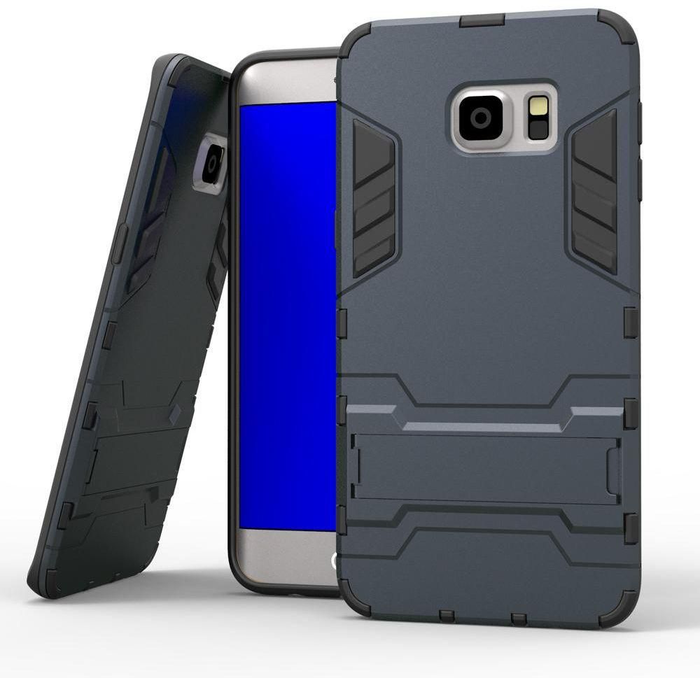 Ozone Snap-on PC TPU Hybrid Kickstand Case for Samsung Galaxy S6 Edge with screen protector Plus Black