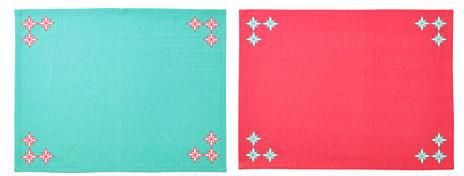 HEMMAFEST Place mat, assorted colours, blue/red