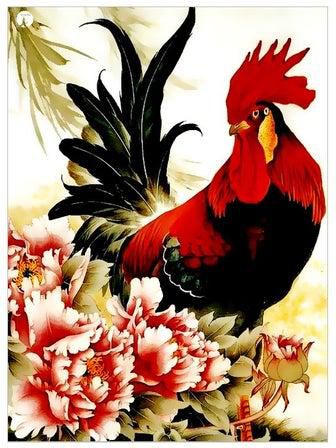 Chicken Themed Metallic Plate Red/Black/Grey 20x15cm