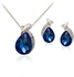 Mysmar White Gold Plated Blue Crystal Leaf Shape Jewelry Set [MM435]