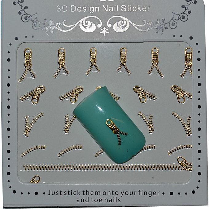 Nailycious Nail Art Decorations Zipper Nail Stickers Golden Price