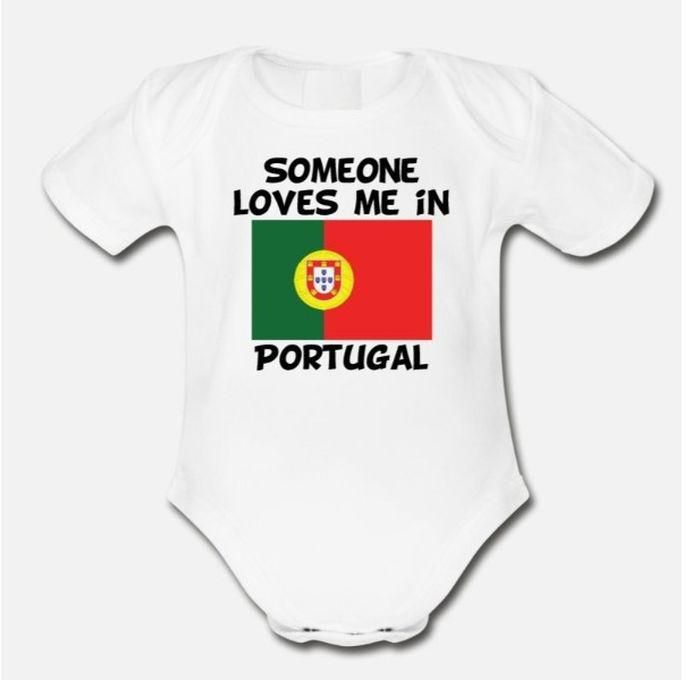 Someone In Portugal Loves Me Organic Short Sleeve Baby Bodysuit_2
