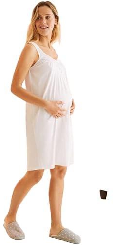 Women'secret Womens Maternity Nightgown With Lace Straps L White