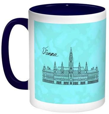 Vienna Printed Coffee Mug Turquoise/Navy/White