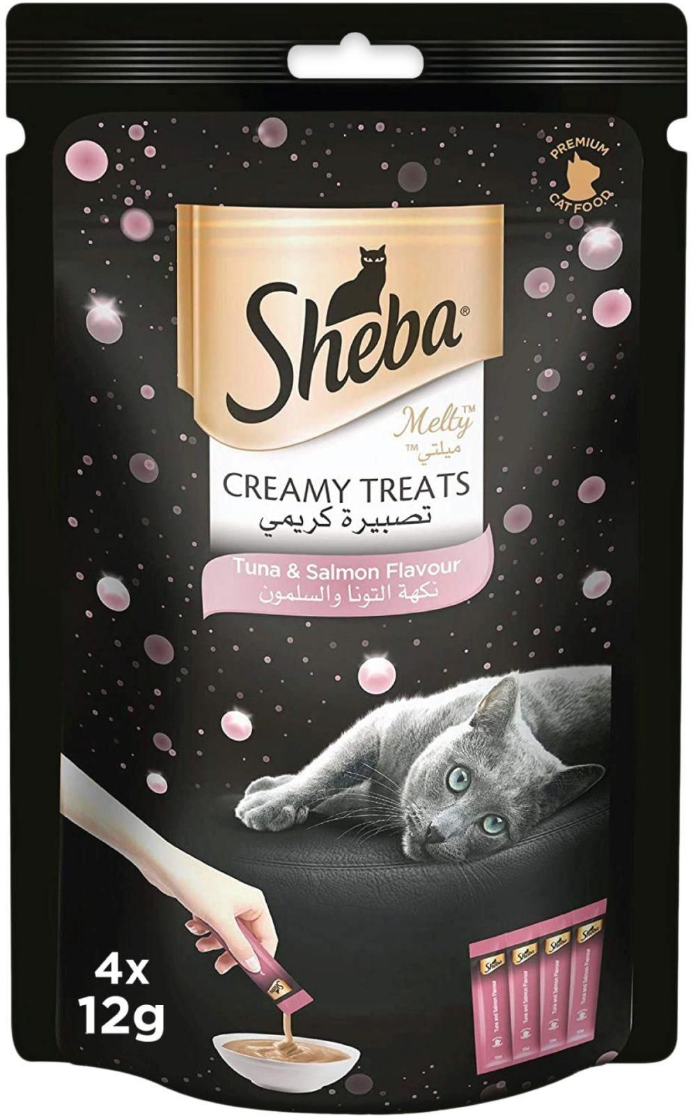 Sheba Melty Tuna And Salmon Flavour Creamy Treats 48g