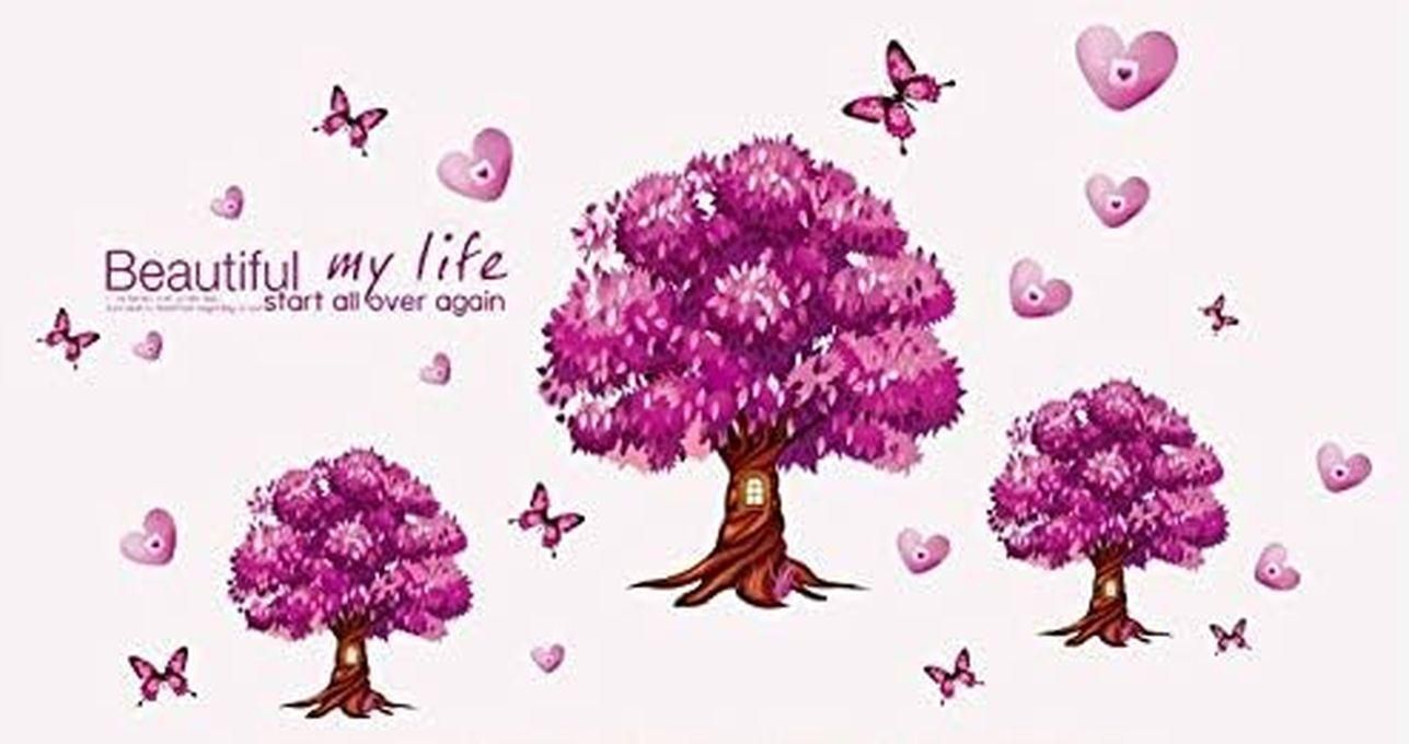 Three Happy Love Tree Butterflies Wall Stickers Living Room