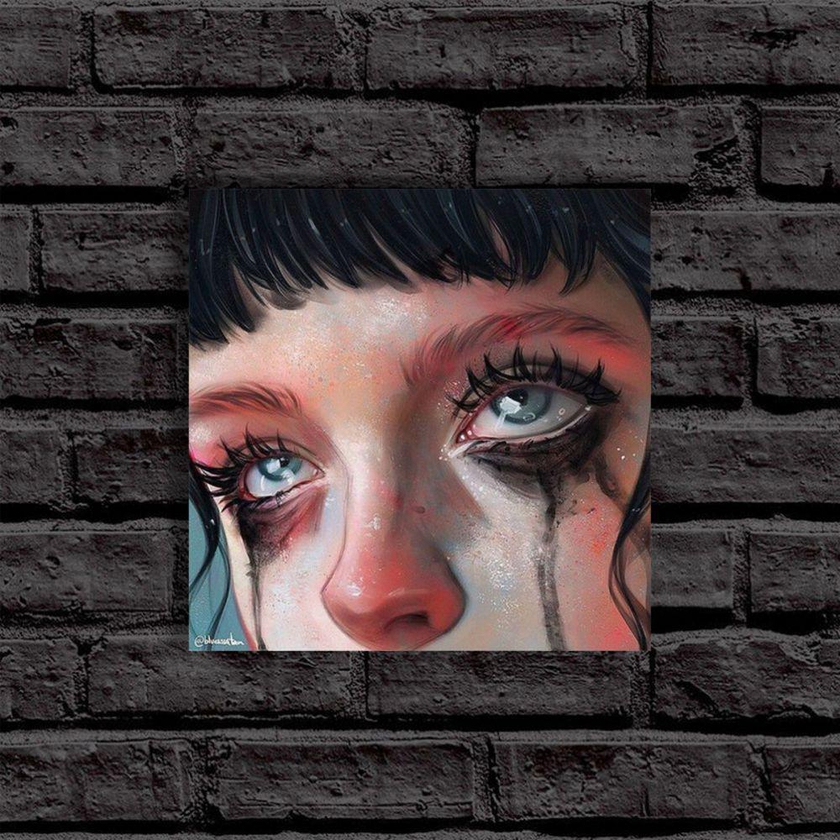 Crying girl Wooden wall art MDF 30x30 centimeter
