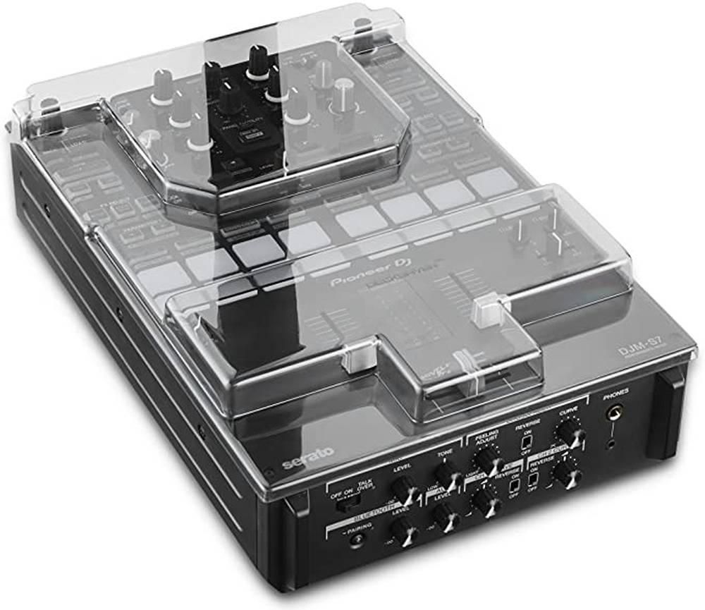 Decksaver Cover For Pioneer DJM-S7 Mixer, Polycarbonate Smoked Cover, Protects From Dust & Liquids, Protection From Impacts, Accommodates Cable Connections, Smoke-Clear | DS-PC-DJMS7