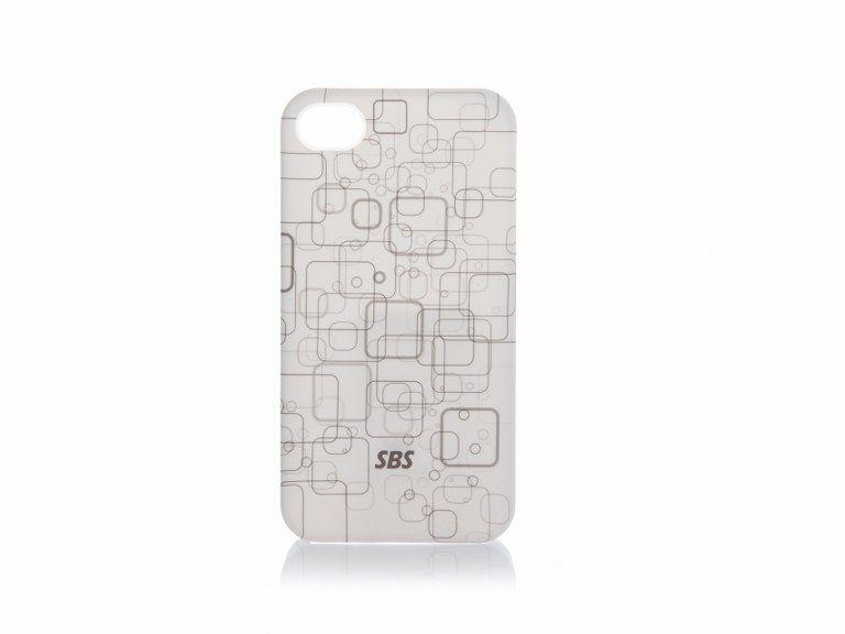 SBS LFCW40GSC Geometrical Series Silver Cube Back Cover for Apple iPhone 4/4s - White