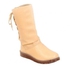 Leather Long Boots - Beige