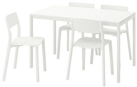 MELLTORP / JANINGE Table and 4 chairs, white, white