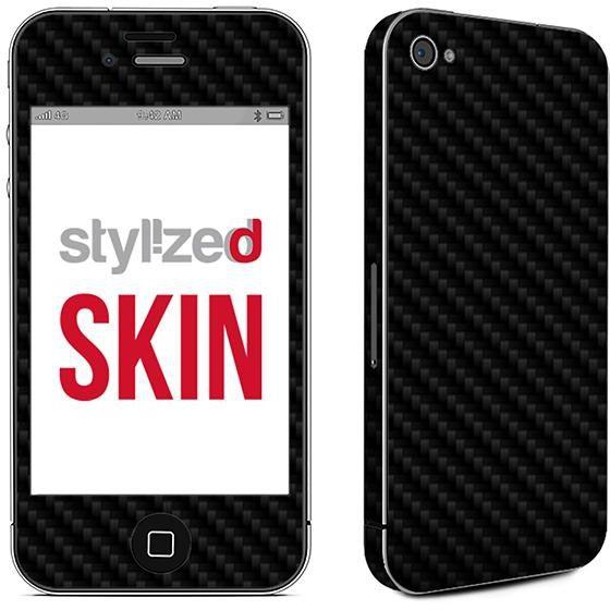 Stylizedd Premium Vinyl Skin Decal Body Wrap For Apple Iphone 4s - Carbon Fibre Black