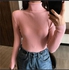 Fashion Ladies Woven Good Quality Turtle Neck Top-pink