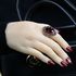 Women's 1Pcs retro Thai silver big gem ring red pomegranate jewelry black ore ring