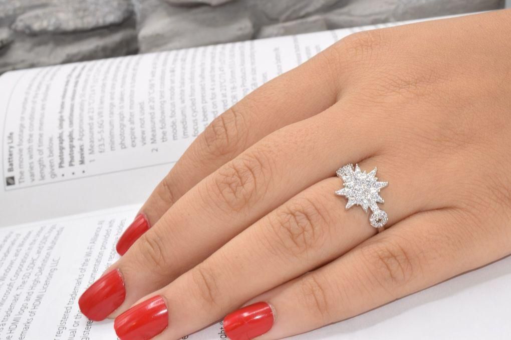 Dar Statement Ring 18K White Gold Plated