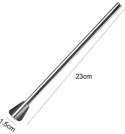 Stainless Steel Colorful Stirring Drinking Straw Silver